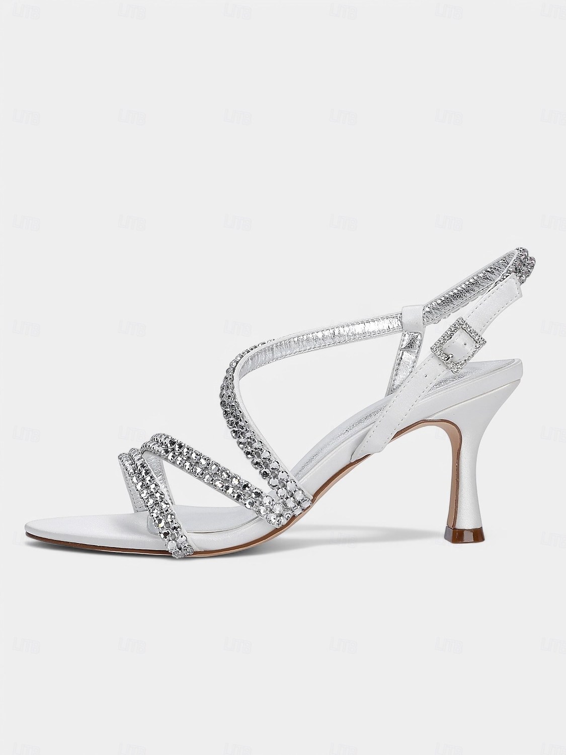 sandali da donna con cinturino posteriore argentato e dettagli in strass – tacchi a gattino aperti e scintillanti per cocktail serali e ricevimenti nuziali del 2025 a $69.99 –P1