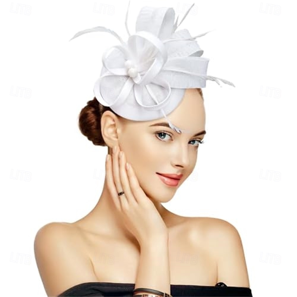 Stroik Sinamay Kapelusz Fedora Ślub Wieczorna impreza Herbaciane przyjęcie Wyścigi konne koktajl Zabytkowe Śłodkie Z Pióro Kwiaty Winieta Nakrycia Głowy 2025 - $56.99 –P14