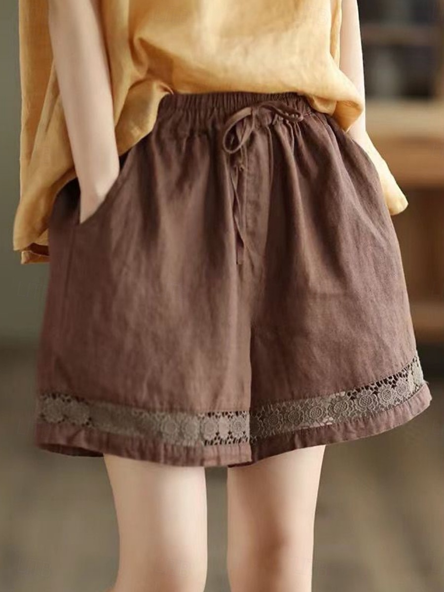 Mujer Pantalón corto Pantalones cortos de verano Pantalones cortos de playa Vacaciones Vintage Moda Corto Alta cintura Plano Correa Bolsillo Cintura elástica Comodidad Ligero Suave Microelástico 2026 - $19.99 –P10