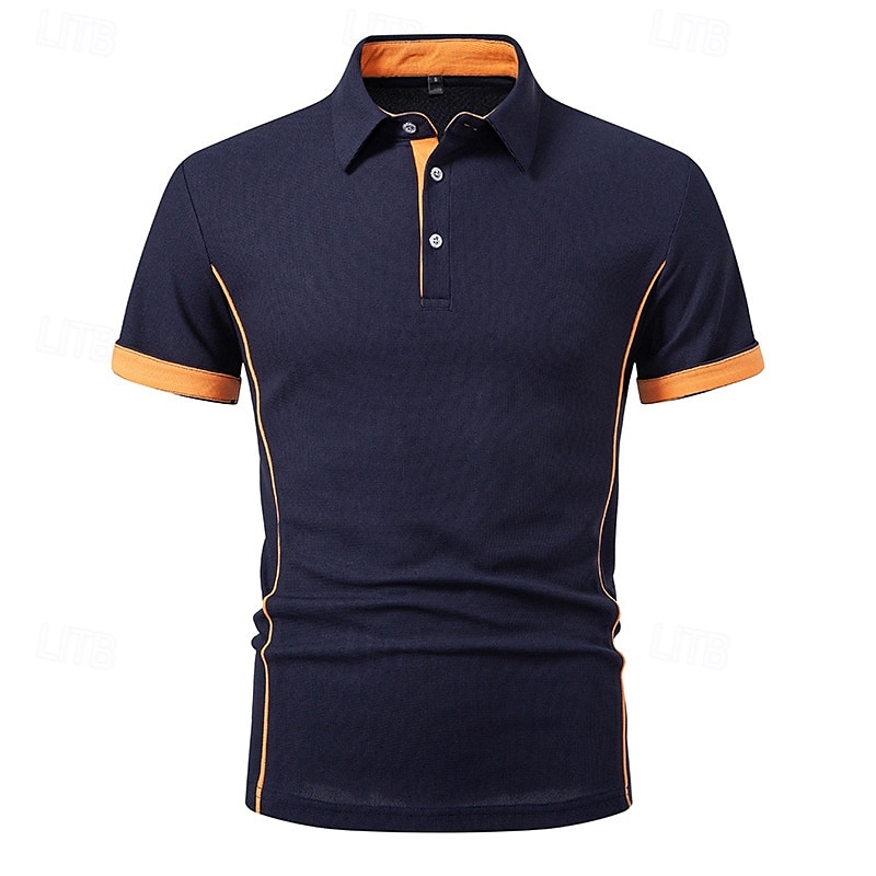 Per uomo Magliette Polo a Nido d'Ape Maglia da golf Lavoro Casuale Bavero Manica Corta Essenziale Moderno Blocco di colori Patchwork Bottoni Estate Vestibilità regolare Nero Bianco Blu marino Verde del 2025 a $18.99 –P11