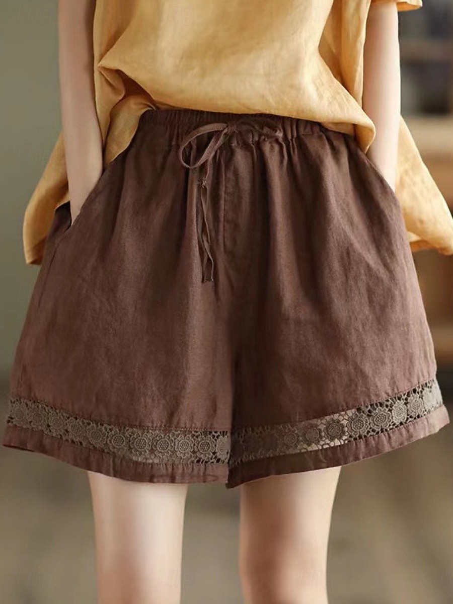 Mujer Pantalón corto Pantalones cortos de verano Pantalones cortos de playa Vacaciones Vintage Moda Corto Alta cintura Plano Correa Bolsillo Cintura elástica Comodidad Ligero Suave Microelástico 2026 - $19.99 –P9