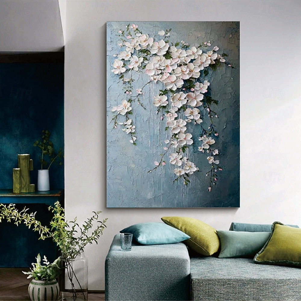 Peinture à l'huile de fleurs peintes à la main, peinture de fleurs sauvages, texture 3D faite à la main, peinture de fleurs en fleurs, toile de très grande taille, peinture de flore, art mural, de 2025 ? $85.99 –P5