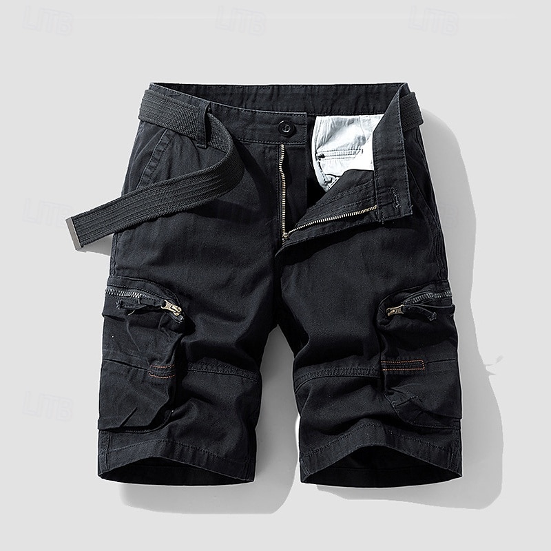 Per uomo Pantaloncini cargo Shorts Pantaloncini Estivi Bottoni Tasca con cerniera Tasche Multiple Semplice Comodità Indossabile Lunghezza al ginocchio All'aperto Sport Quotidiano Moda Casual Nero Blu del 2025 a $31.99 –P17