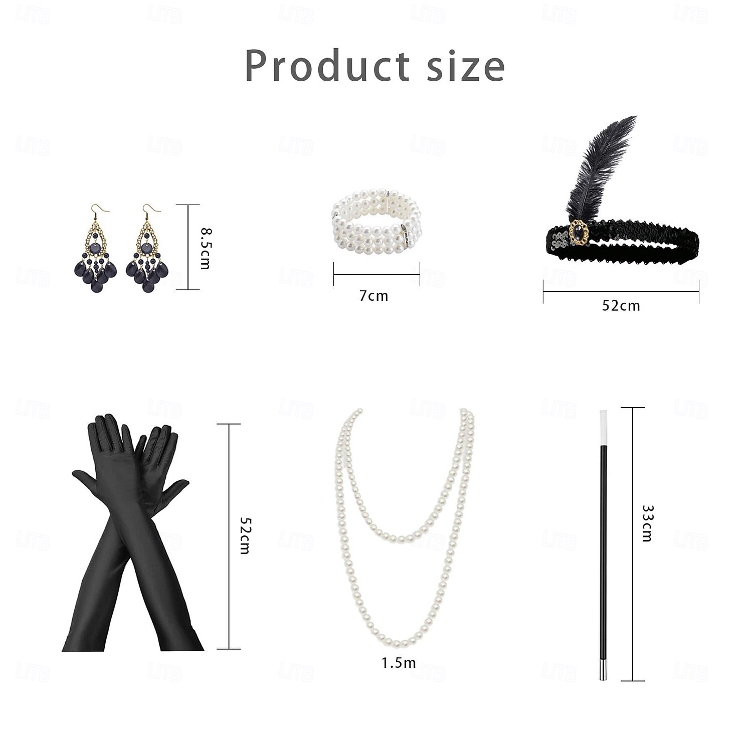 Den store Gatsby Flapperpannebånd i 1920-stil Perlearmbånd Øredobb Den store Gatsby Fjær Kontor / Bedrift Glitrende glitter Dame Karneval Valentinsdag Maskerade Festkveldsklær Maskerade Festival 2025 - $20.99 –P7
