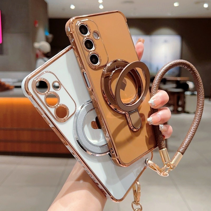Phone Case For Samsung Galaxy S21 FE S21 A14 A34 A53 A33 A23 A13 Back Cover with Wrist Strap Shockproof Retro TPU Plating 2025 - $22.99 –P5