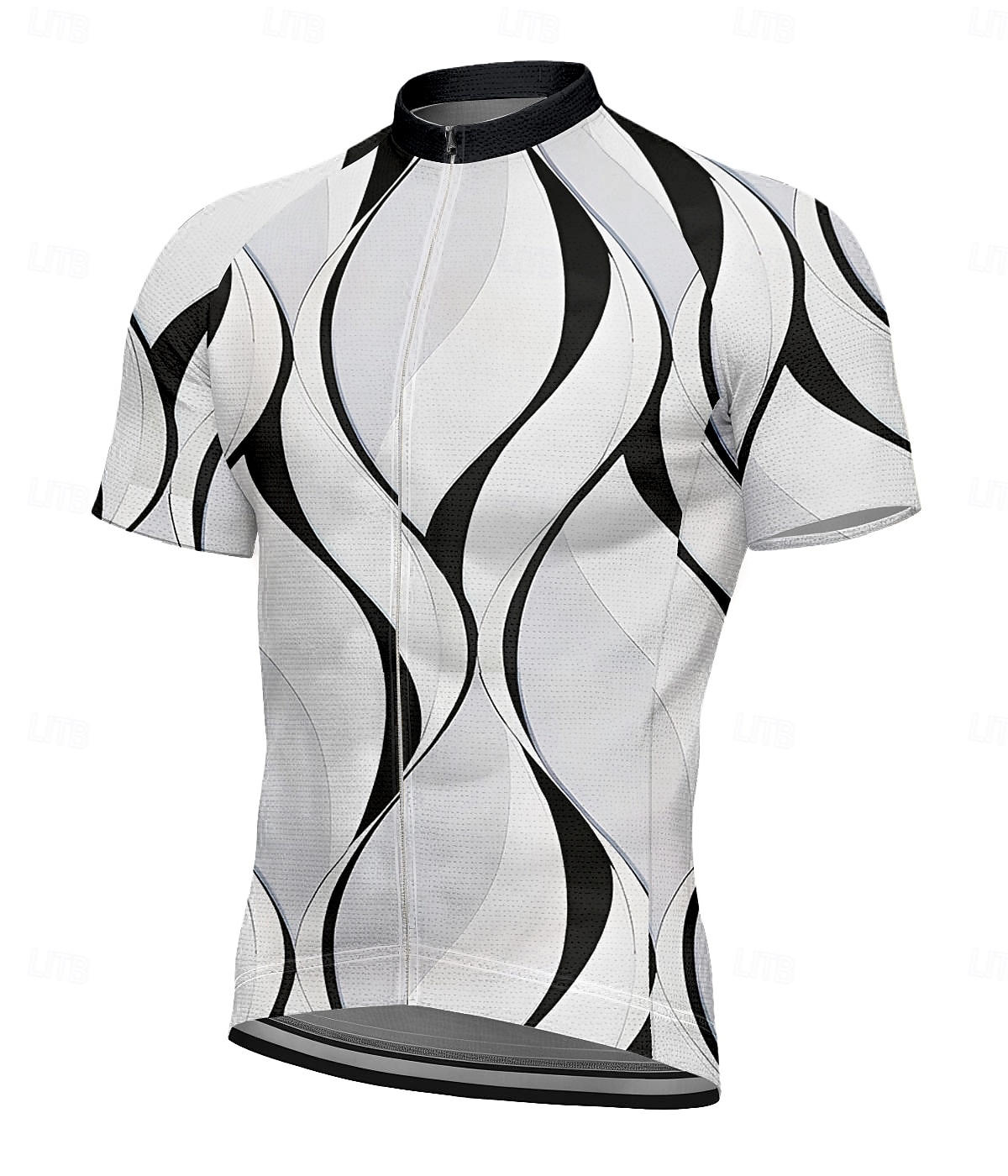 Férfi Biciklis ruházat Grafika Mértani Geometriai Rövid ujjú Kerékpár Póló Dzsörzé Felsők 3 hátsó zsebbel UV ellenálló Gyors szárítás Cipzár Fényvisszaverő csíkok Sport Fekete Fehér Kék Ruházat 2025 - $30.99 –P1