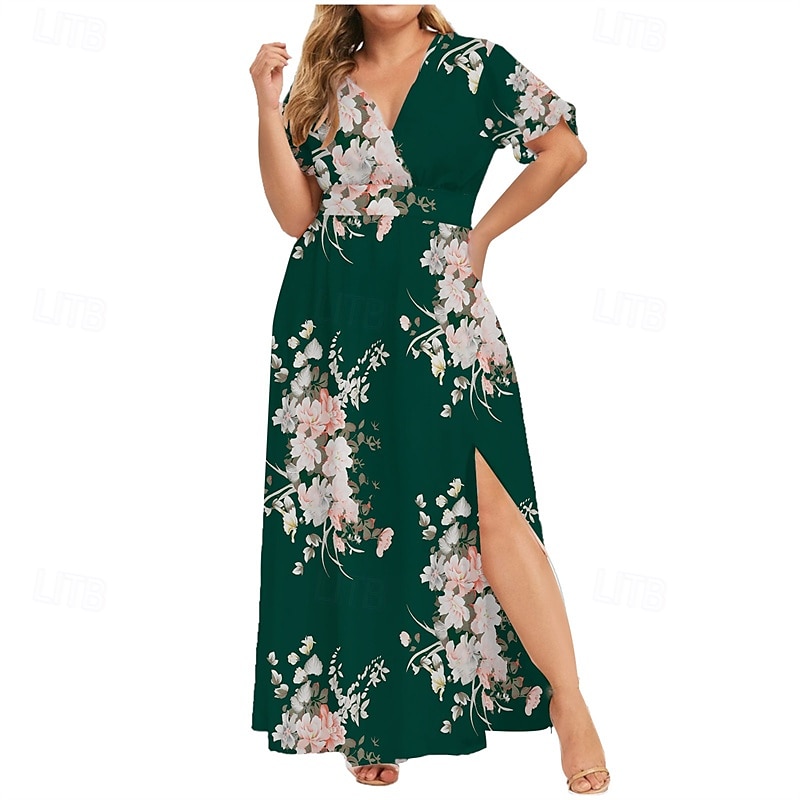 Dam Långklänning Maxiklänning Vardagsklänning Sommarklänning Boho-klänning Klänning med tryck Mode Utomhus Semester Helgdag Normal Blommig Ärmlös Djup V-hals Svart Vit Gul Ljusgrön Sommar Vår 2025 - $27.99 –P7