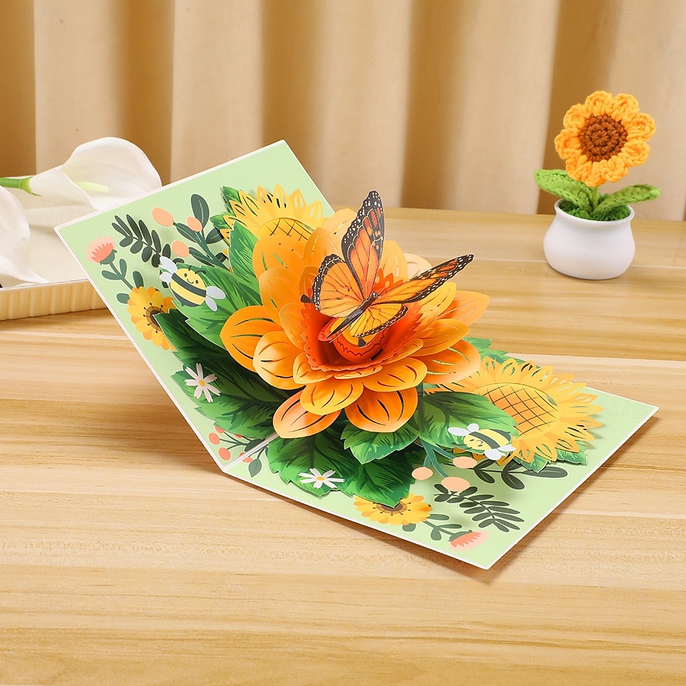 fluture 3d vibrant  & felicitare pop-up cu margarete cel mai bun cadou pentru mama, felicitare cu buchet de flori de ziua mamei, aprecierea profesorului, ziua de nastere, felicitare de multumire 2026 - $12.99 –P17