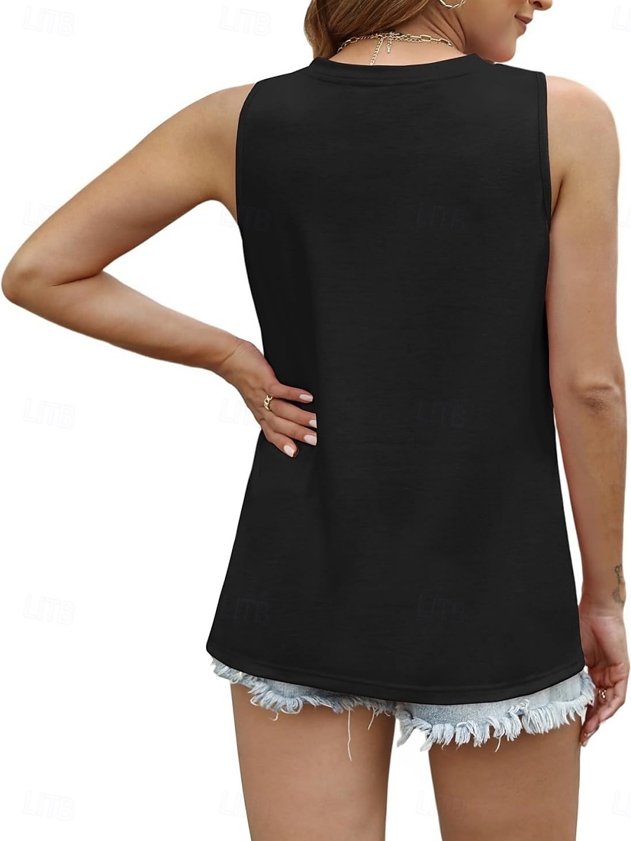 Női Camisole Tank Top Tömör szín Napi Alkalmi Ujjatlan Terített nyak Normál felsők Napi Fekete Arcpír rózsaszín Lóhere Szürke Nyár 2025 - $13.99 –P11