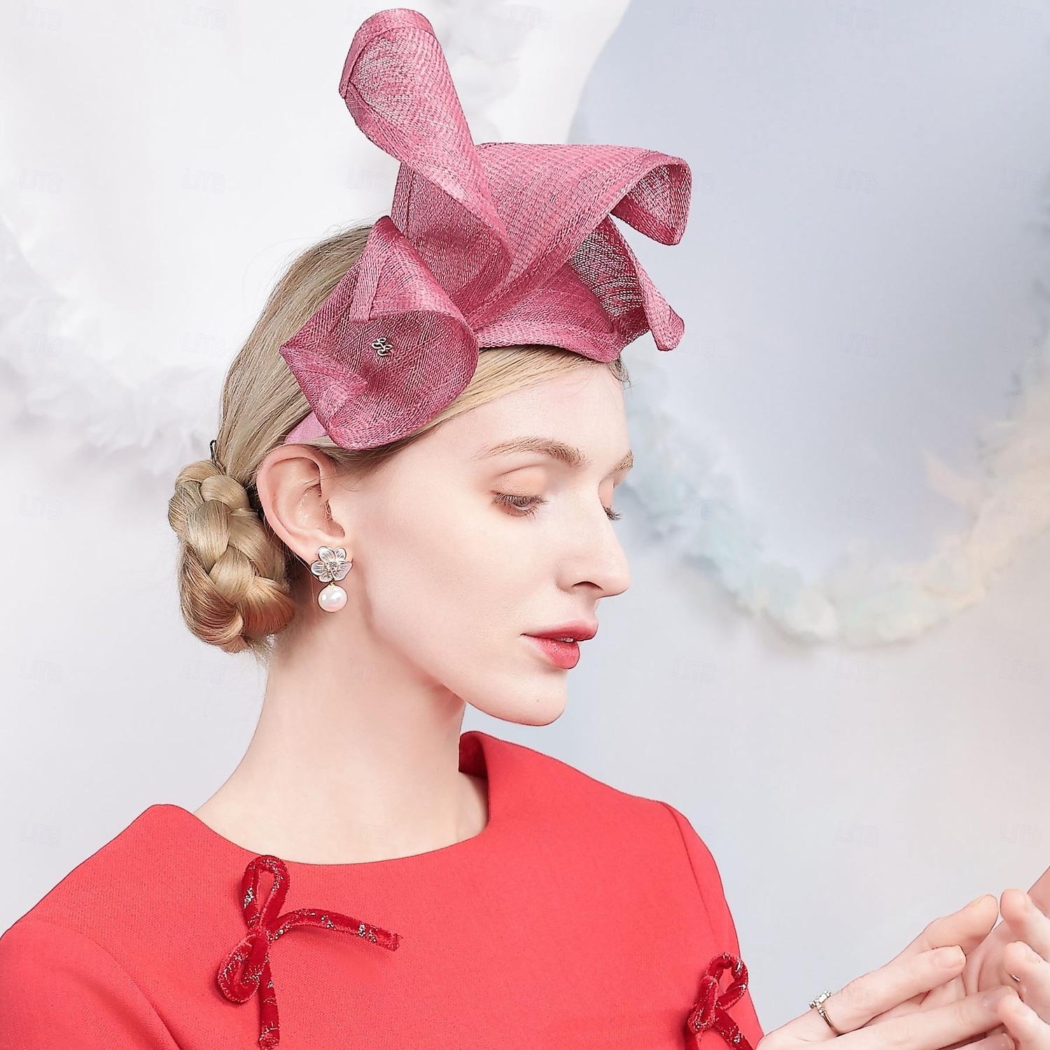 hatter sinamay tallerken lue topp lue slør lue bryllup teselskap elegant bryllup med ren farge hodeplagg hodeplagg 2025 - $40.99 –P1