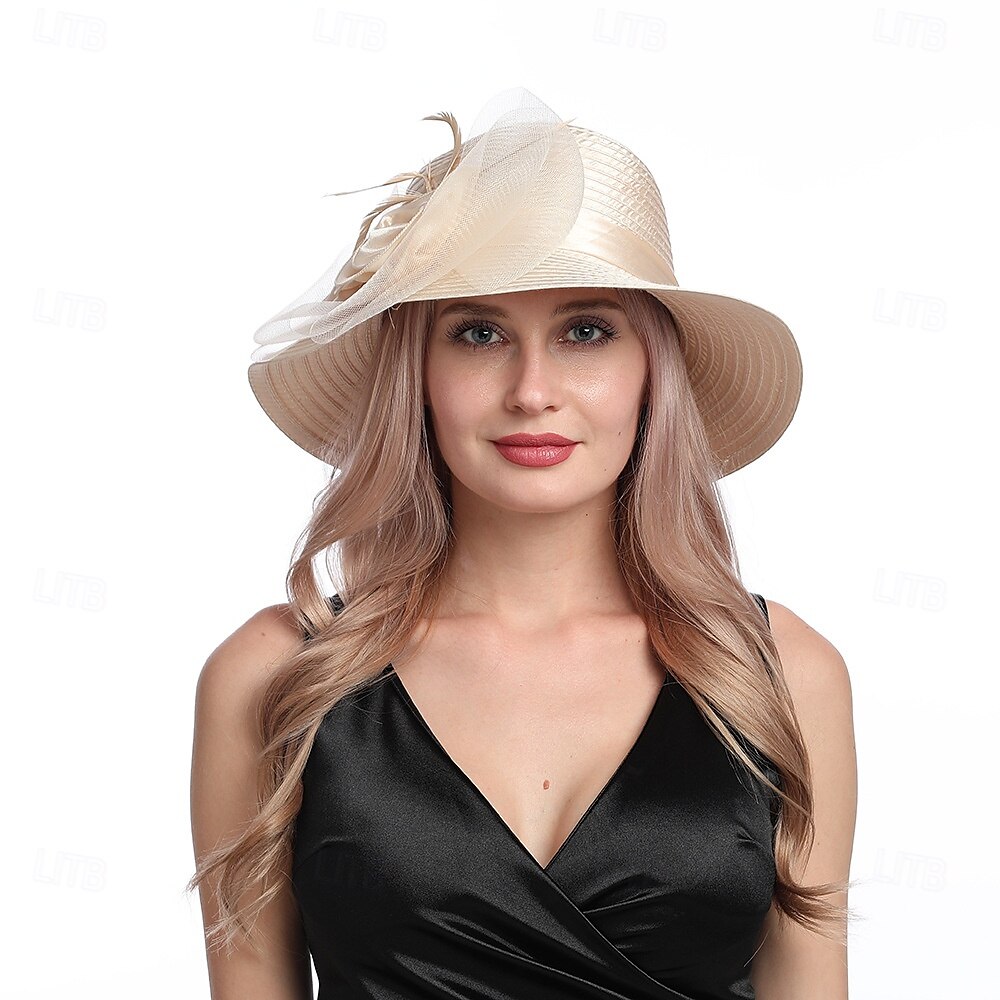 Hatter Organza Solhatt Ferie Te Fest Hesteveddeløp Cocktail Elegant Vintage Søt Med Blomster Hodepryd Hodeplagg 2025 - $31.99 –P7