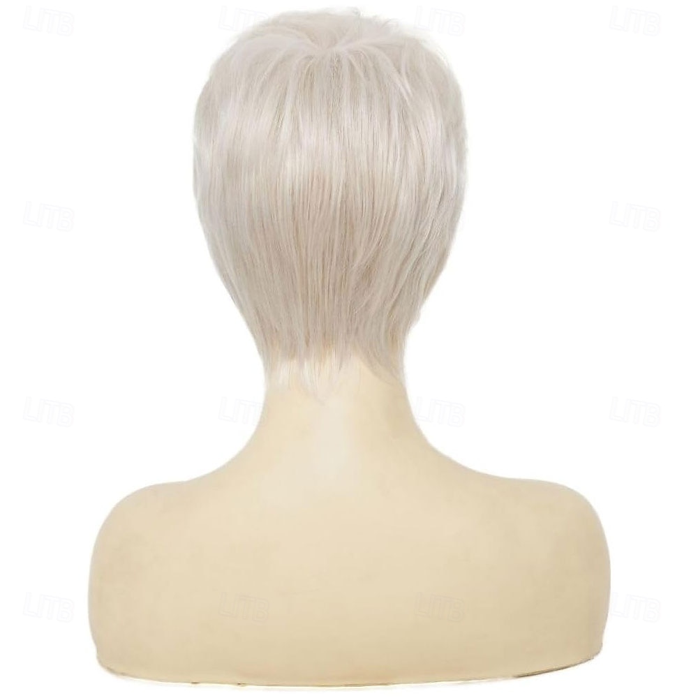 blonda korta peruker för kvinnor pixie cut peruk med lugg naturlig syntetisk mormor hår peruk för daglig fest användning 2025 - $25.99 –P4