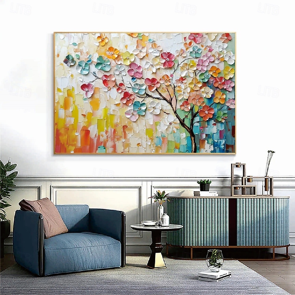 reines großes handgemaltes Blumenölgemälde handgemaltes Wildblumengemälde handgemachte 3D-Textur blühendes Blumengemälde auf Leinwand zusätzliche Flora-Malerei Wandkunst botanische Malerei 2025 - $91.99 –P5