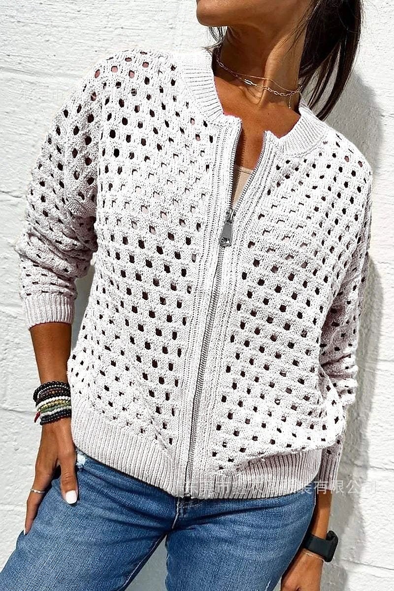 Damen Bluse Einfach Basic Modern Langarm Rundhalsausschnitt Normale Oberteile Täglich Ferien Ausgehen Reißverschluss Schwarz Weiß Rosa Wein Armeegrün Sommer 2025 - $35.99 –P9