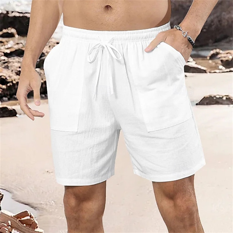 Homens Calção Shorts de linho Shorts de verão Shorts de praia Bolsos Com Cordão Cintura elástica Tecido Conforto Respirável Curto Férias Feriado Praia Havaiana Boho Preto Branco de 2025 por $17.99 –P7