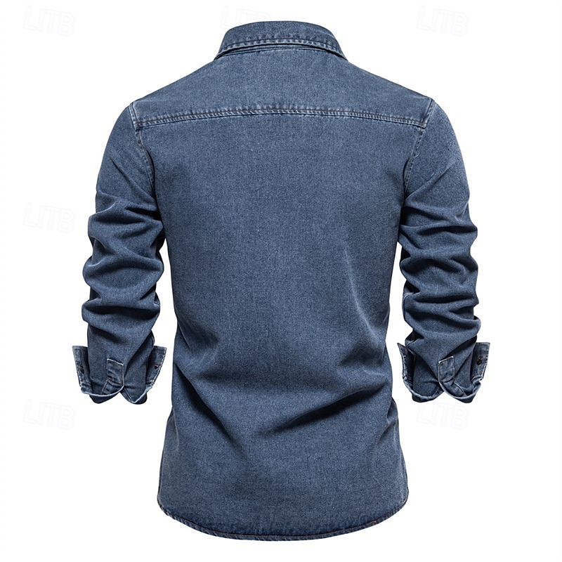 Herren Hemd Sommerhemd Freizeithemd Strandhemd Knopfhemd Schwarz Dunkelblau Leicht Blau Langarm Einfach Revers Urlaub Hawaiianisch Tasche Bekleidung 100% Baumwolle Mode Lässig Bequem 2025 - $47.99 –P2