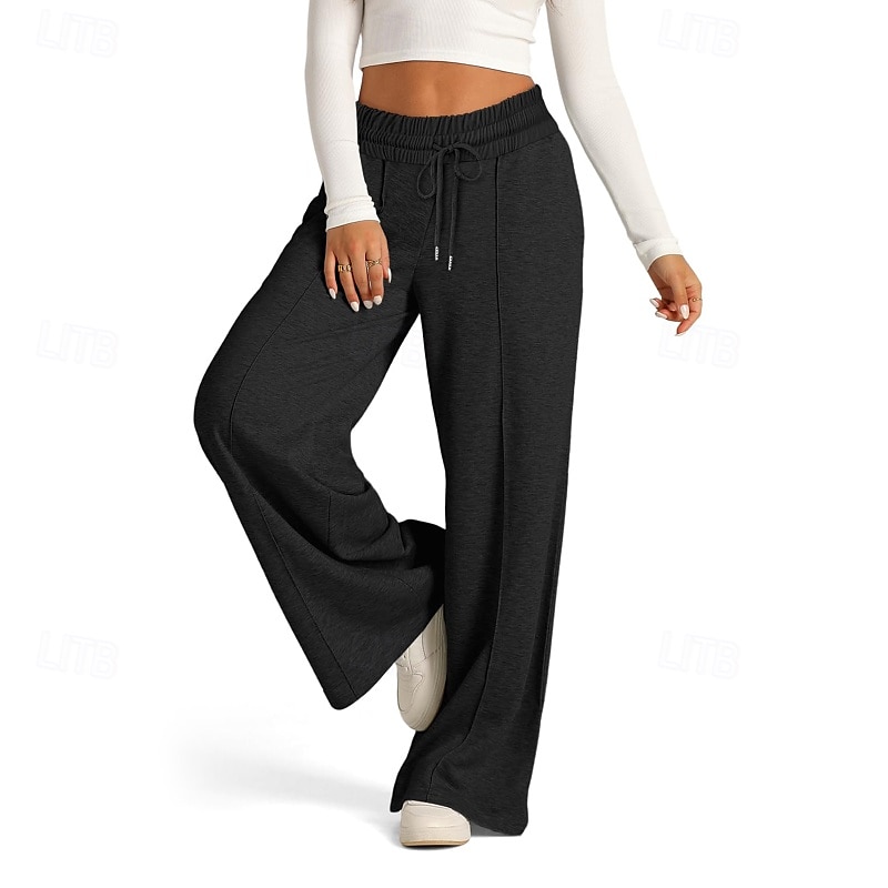 Dam Trosor Byxor Streetwear Ledigt Fullängd Naturlig Slät Ficka Elastisk dragsko-design Bekväm Utomhus Gata Utekväll Magenta Aprikos Mörkbrun Svart Sommar Normal 2025 - $19.99 –P12