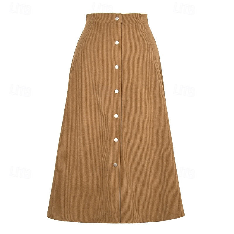 Pentru femei Fustă Casual Midi Talie Medie Fuste Simplu Zdrobit Micro-elastic Vacanță Stradă Negru Roz Îmbujorat Roșu Vin Culoarea ghimbirului Vară Catifea 2025 - $23.99 –P20
