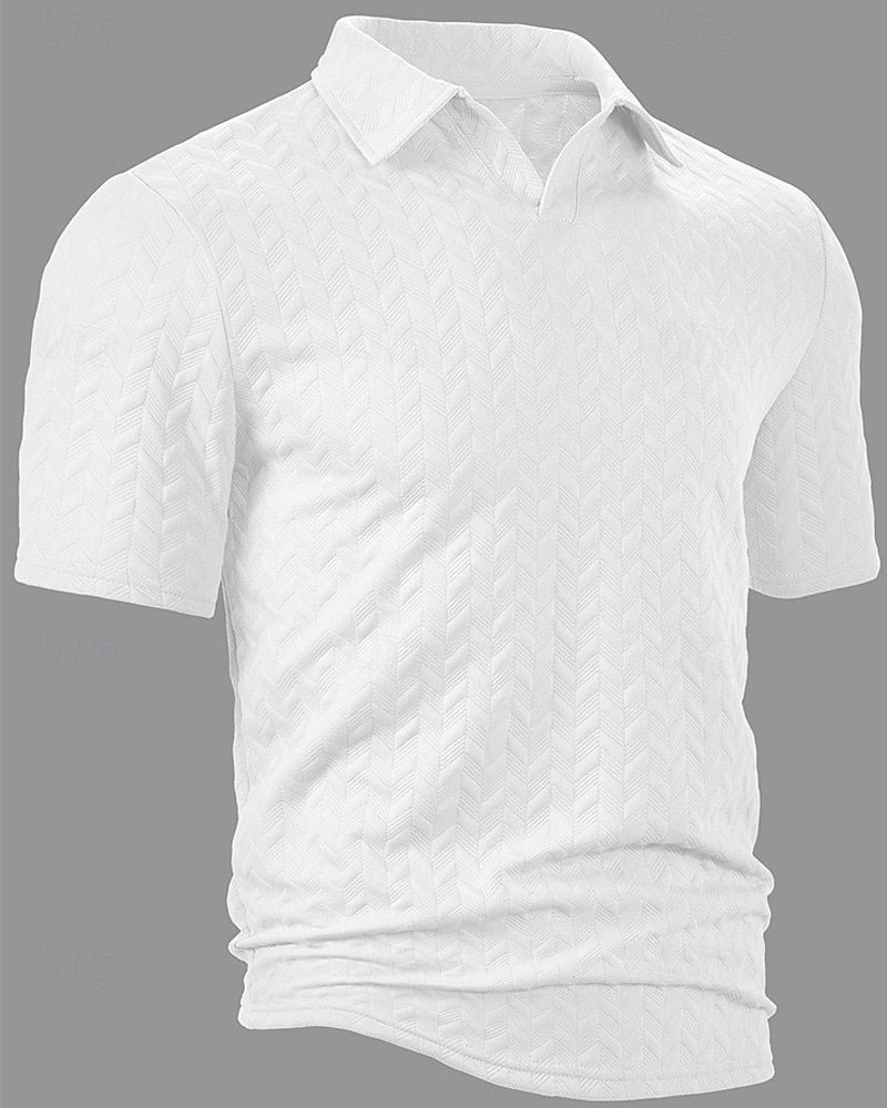 Men's Golf Shirt Golf Polos Shirts Work Casual Lapel Short Sleeve Basic Modern Plain Jacquard Summer Regular Fit Black White Blue Khaki Golf Shirt 2025 - $17.99 –P12