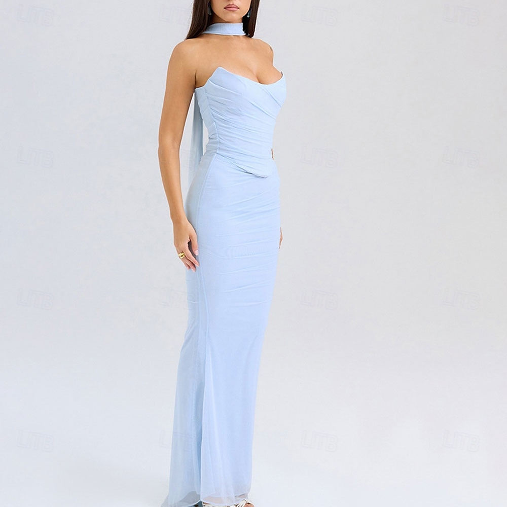 Mořská panna  trumpet quinceanera šaty elegantní šaty svatba svatební hosté dlouhé do podlahy bez rukávu bezramenné polyesterové bez zad s nařasením 2025 - $99.99 –P25