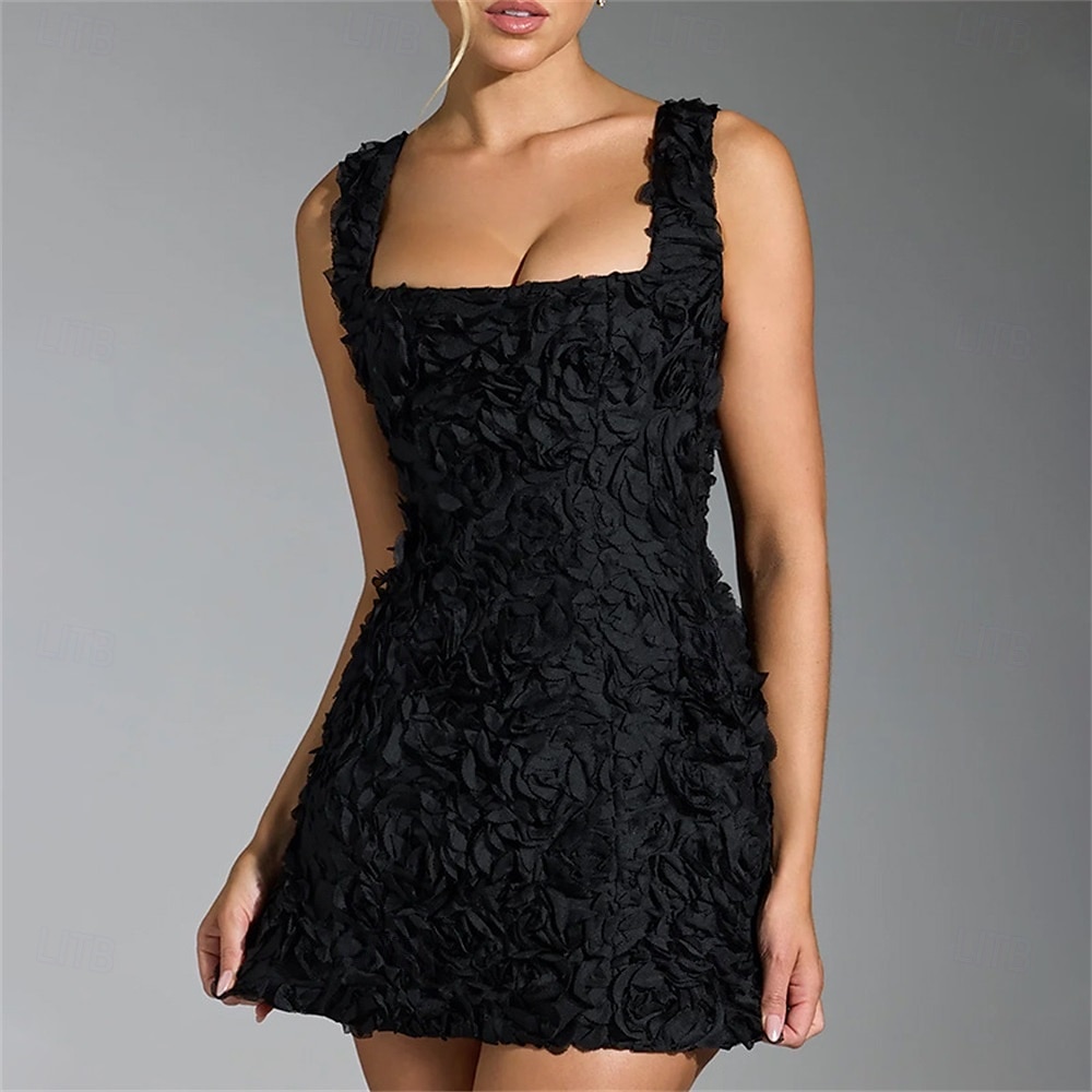 Robe de Quinceanera A-Line Élégante Robe de Mariage Invité de Mariage Courte  Mini Sans Manches Col Carré avec Fleurs 3D Rose de 2025 ? $99.99 –P8