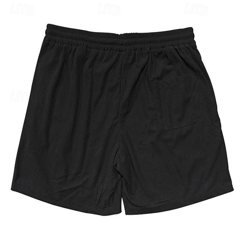 Men's Shorts Beach Shorts Running Shorts Casual Shorts Corduroy Shorts Pocket Drawstring Elastic Waist Plain Comfort Breathable Knee Length Sports Outdoor Daily Holiday Vacation Classic Style Black 2026 - $18.99 –P6
