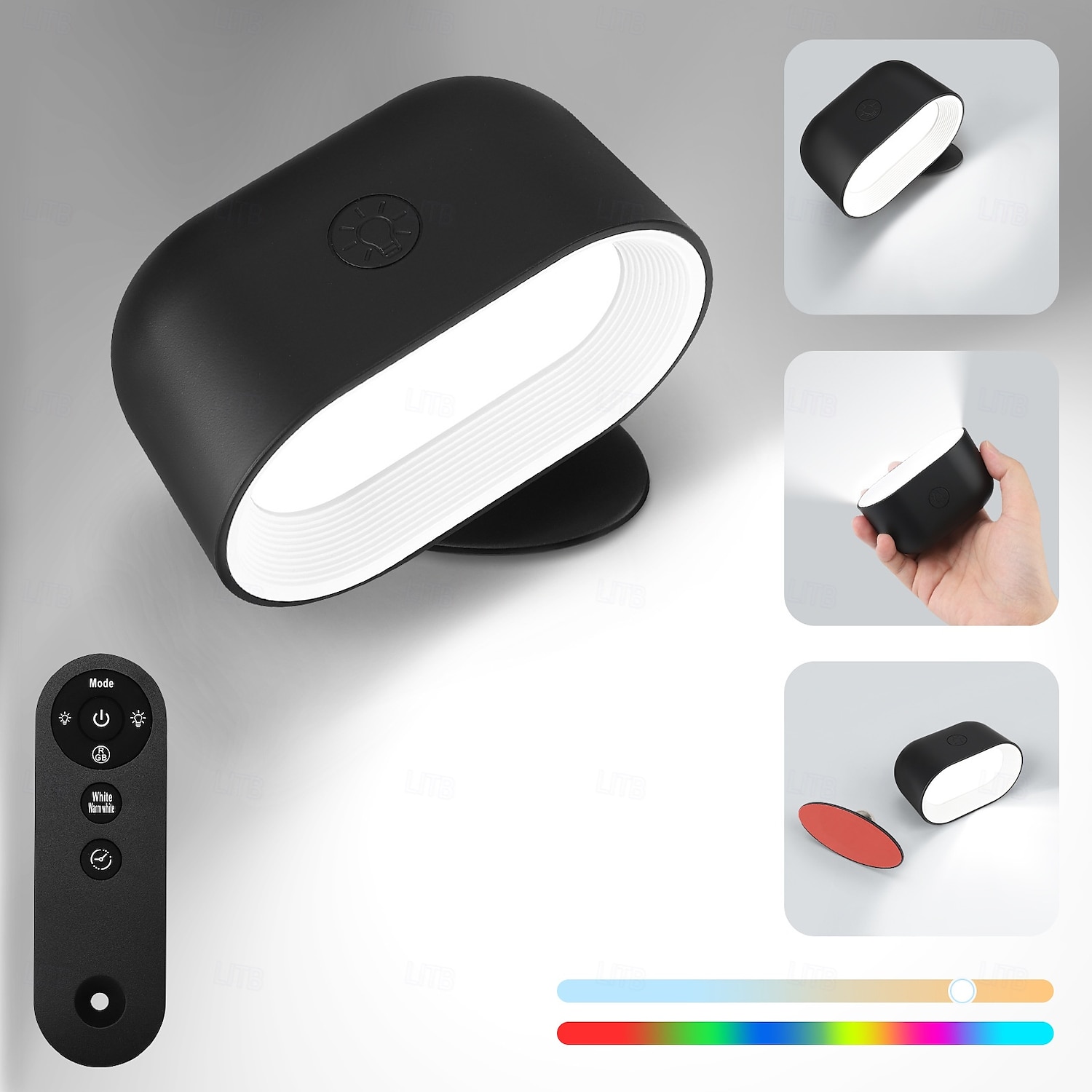 2025年 壁掛けライト 1個 磁気タッチ RGB 調光 USB充電 リモコンコントロール 360度回転 ベッドサイド 壁画 階段 読書灯 コレクション – $31.99 –P12