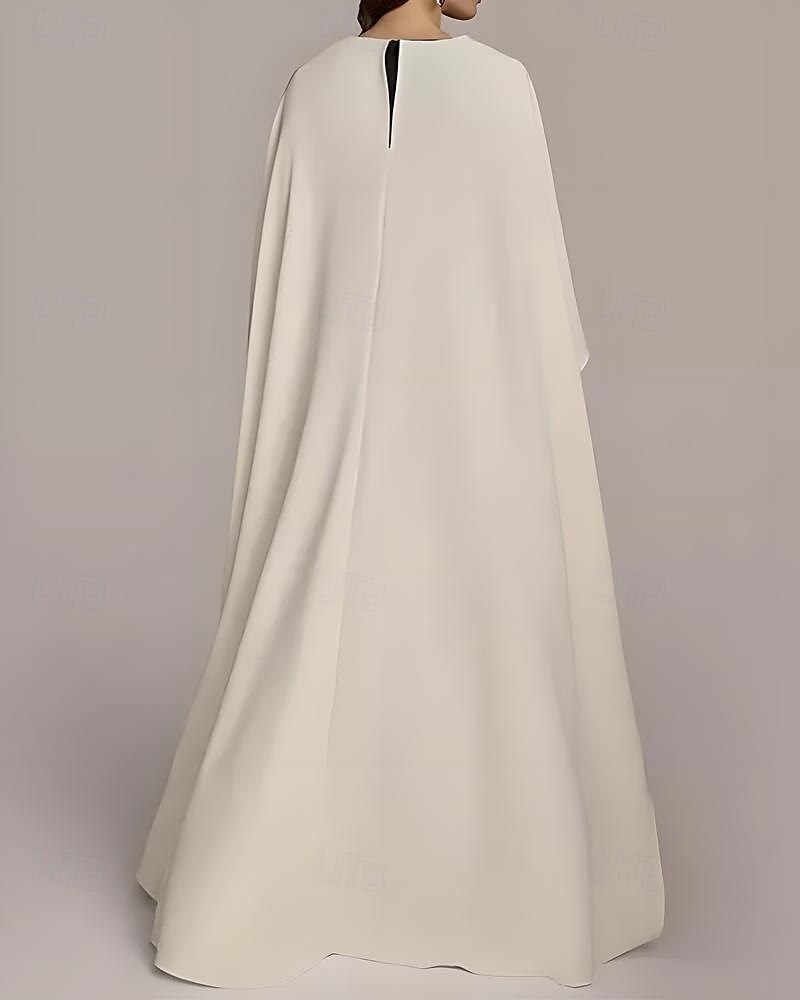 Umhang Kleid Schwarz und Weiß Meerjungfrau  Trompete Abendkleid Elegantes Kleid Formelle Hochzeitsgast Bodenlänge Halber Ärmel V-Ausschnitt Satin mit Schlitz 2025 - $142.99 –P3