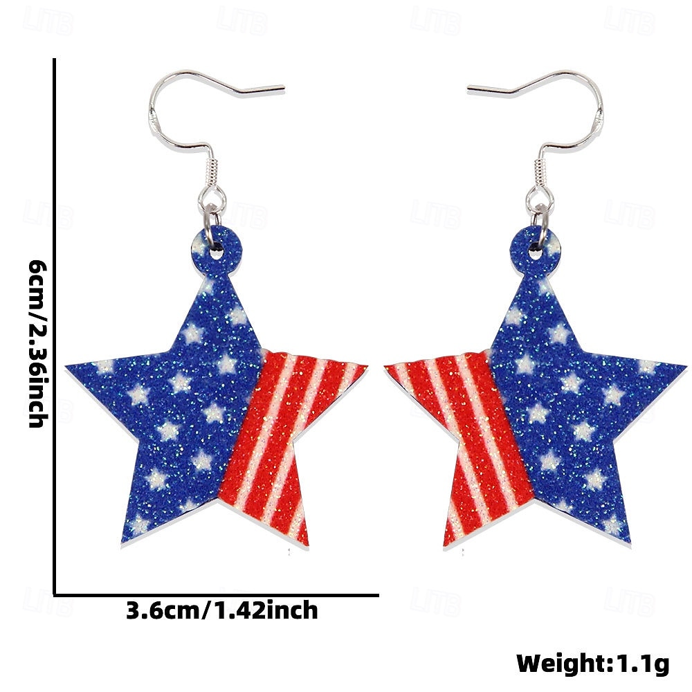 250th Anniversary USA Earrings USA Flag Casual Adults' Women's Semiquincentennial Masquerade Independence Day / the Fourth of July Festival Dress Up 2026 - $15.49 –P11