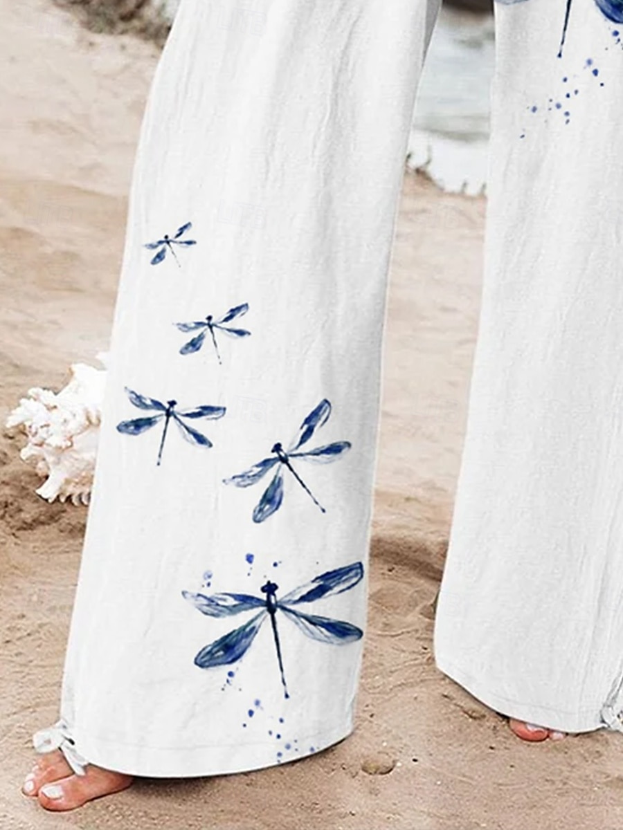 Mujer Perneras anchas Pantalones anchos Pantalones cortos de playa Vacaciones Vintage Moda Longitud total Alta cintura Graphic Flor Correa Estampado Transpirable Suave Microelástico Vacaciones Casual 2025 - $24.99 –P3