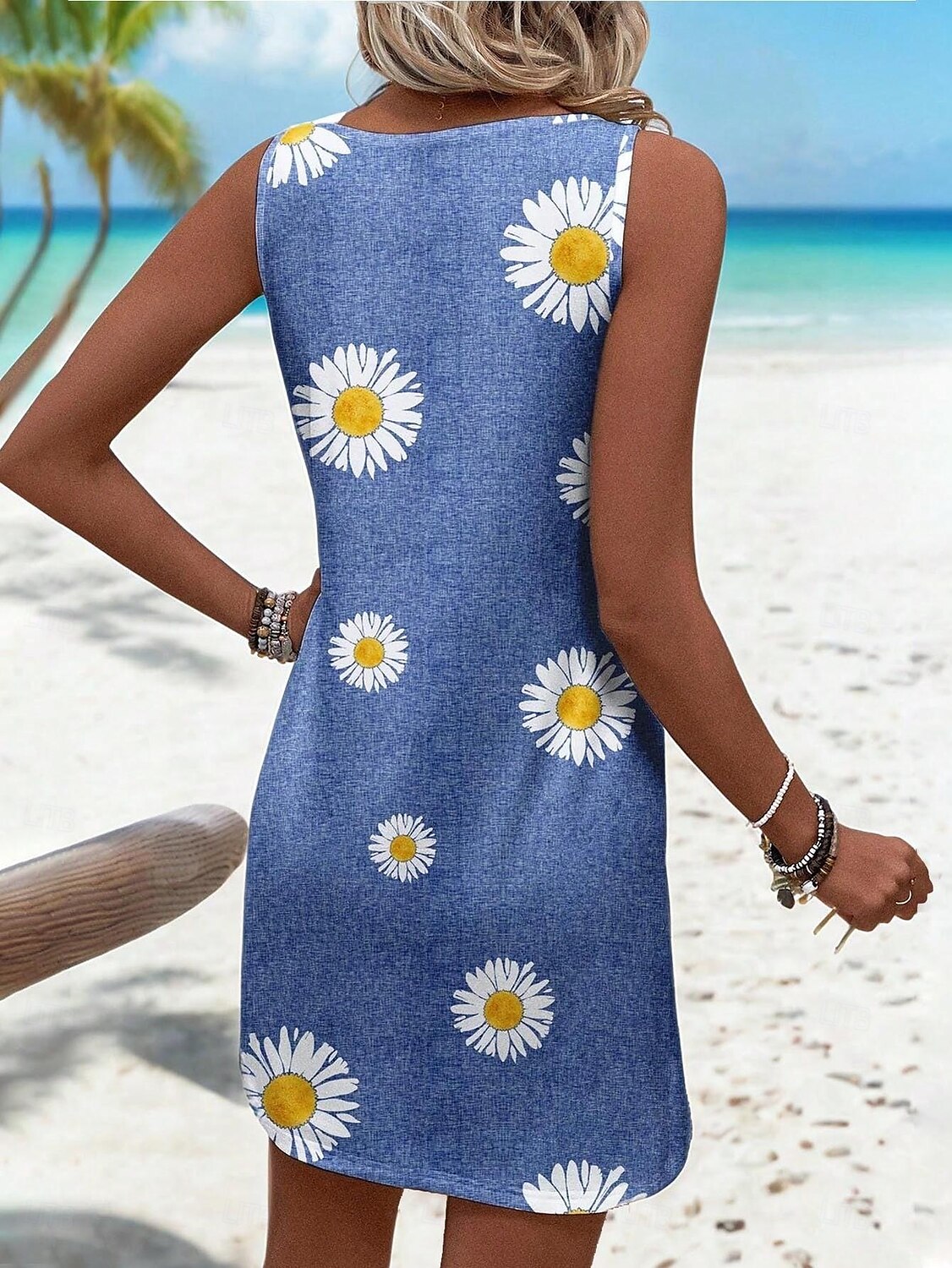 Damen Minikleid Sommerkleid A Linie Kleid Urlaub Lässig Täglich Normale Passform Blumen Grafik Ärmellos U-Ausschnitt Blau Orange Sommer 2025 - $21.99 –P2