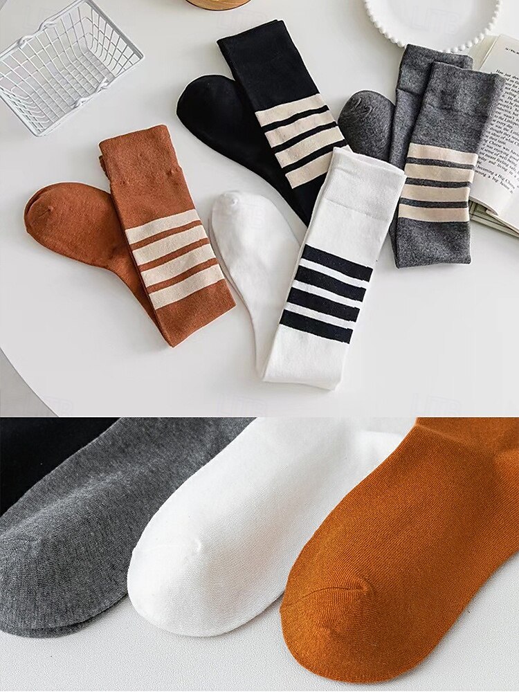 Kniehohe, asymmetrisch gestreifte Damensocken – sportliche, über die Wade reichende Baumwollsocken für Schuluniformen für Schüler, Abschlussfeiern, Cheerleading und den Alltag 2025 - $7.99 –P9