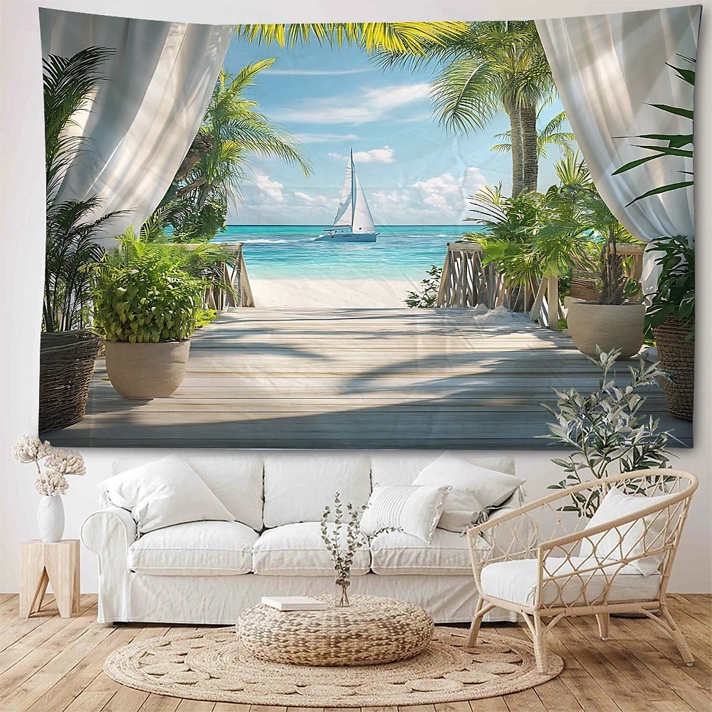 peisaj natural frumos în afara ferestrei agățat tapiserie artă de perete tapiserie mare decor mural fotografie fundal pătură perdea acasă dormitor living decor 2026 - $17.99 –P1