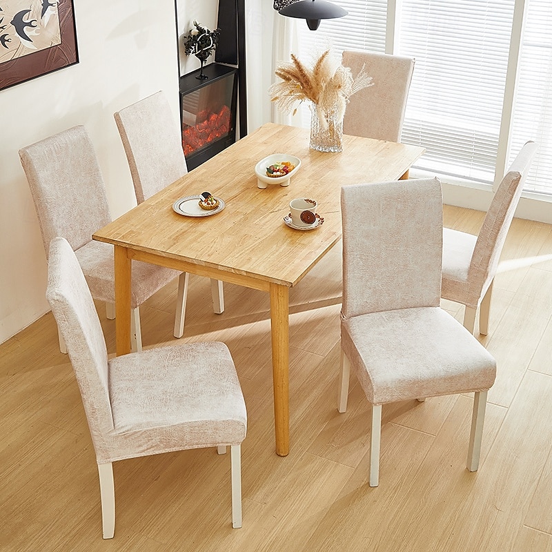 1/2/6 fundas elásticas para sillas de comedor y fundas antideslizantes impermeables de moda para sillas de comedor fundas simples de cuero artificial adecuadas para la decoración del hogar hotel 2025 - $10.99 –P11