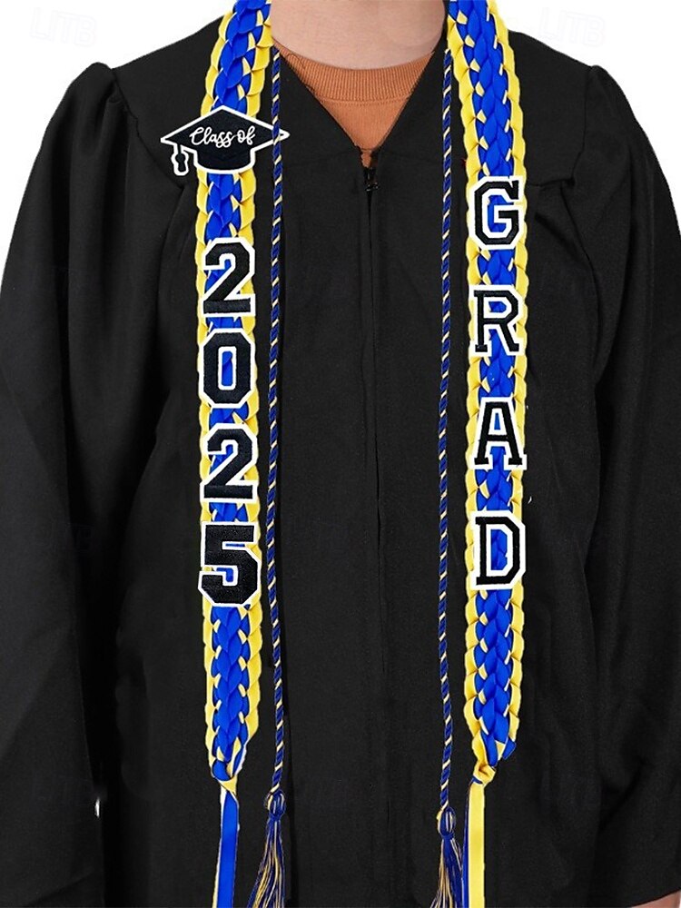 Class of 2025 Graduation Honor Cord 2-Piece Set – Braided purple, gold and black graduation cape with tassel and cap design for high school and college seniors 2025 - $14.99 –P4