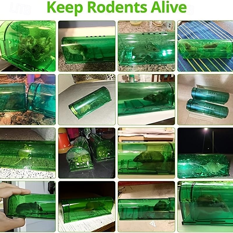 Cușcă reutilizabilă din plastic pentru capcană pentru șoareci, cutie umană de prindere a șobolanilor pentru uz interior în exterior, instrument non-toxic pentru controlul rozătoarelor pentru grădina 2025 - $9.99 –P6