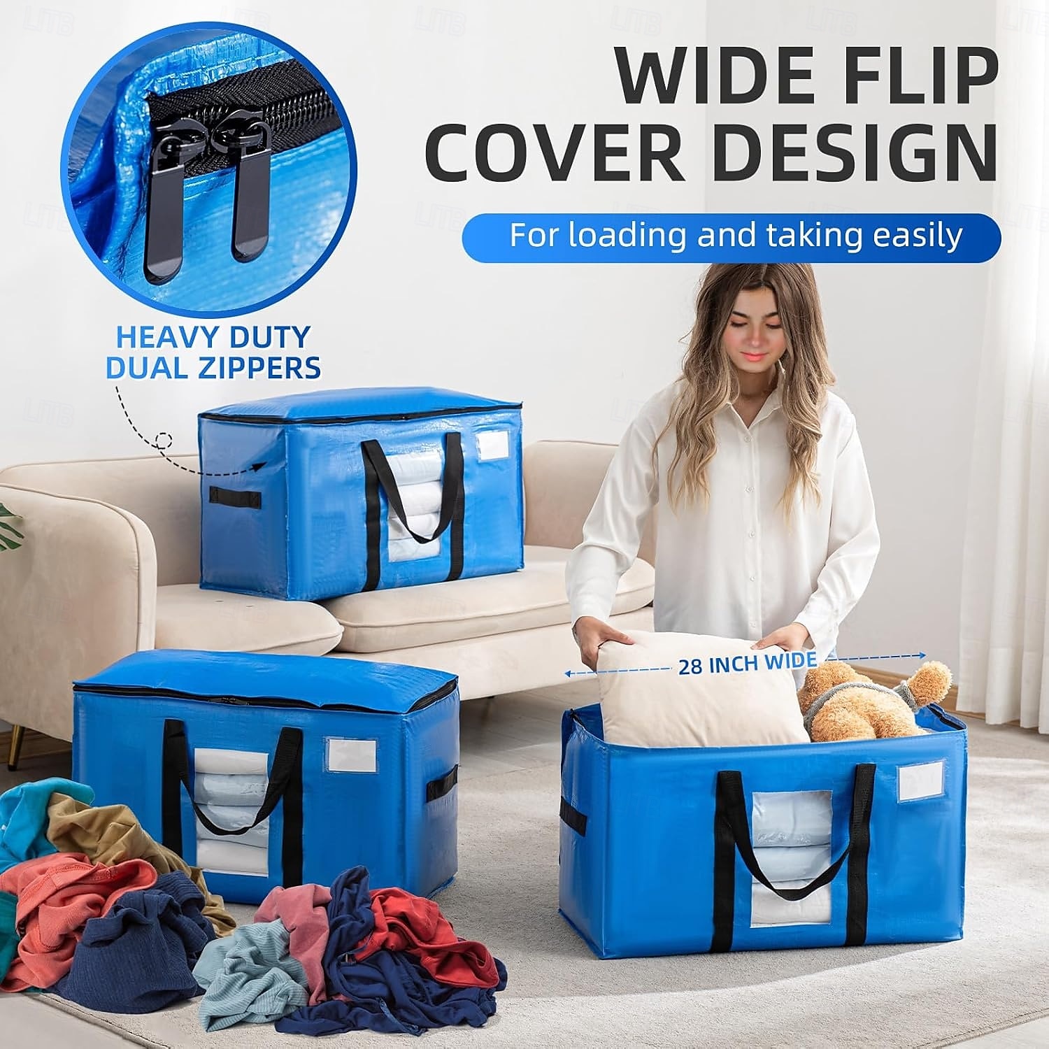 2 Pack Extra Large Moving Bags, Heavy Duty Totes for Storage with Visible Window, U-Shaped Around Handles, Storage Contrainer Box for Space Saving 2025 - $20.99 –P9