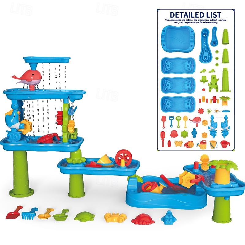 Table à eau pour tout-petits de 3 à 5 ans et de 1 à 3 ans - Table à eau d'extérieur pour enfants - Table sensorielle de sable, jouets de plage d'été, table d'activités de bac à sable, jouets d'eau de 2025 ? $101.99 –P10
