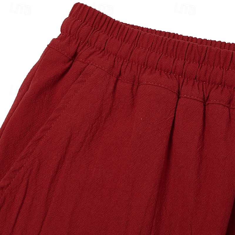 Per uomo Pantaloni di Lino Pantaloni Pantaloni Estivi Ricamato Coulisse Elastico in vita Fiori Comodità Traspirante Lunghezza intera All'aperto Casuale Ferie Moda Retrò Vintage Rosso del 2026 a $13.49 –P11