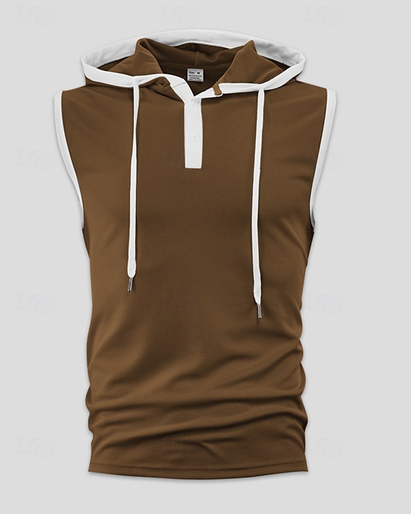 Hombre Camiseta sin mangas Top Camisetas Interiores Camisa sin mangas Sin Mangas Con Capucha Verano Bloque de color Moda Design Básico Retazos Vacaciones Calle Noche Negro Blanco Rojo Camiseta 2025 - $20.99 –P17