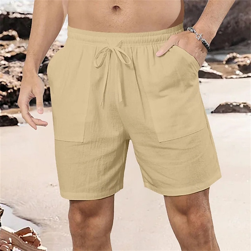 Homens Calção Shorts de linho Shorts de verão Shorts de praia Bolsos Com Cordão Cintura elástica Tecido Conforto Respirável Curto Férias Feriado Praia Havaiana Boho Preto Branco de 2025 por $17.99 –P10