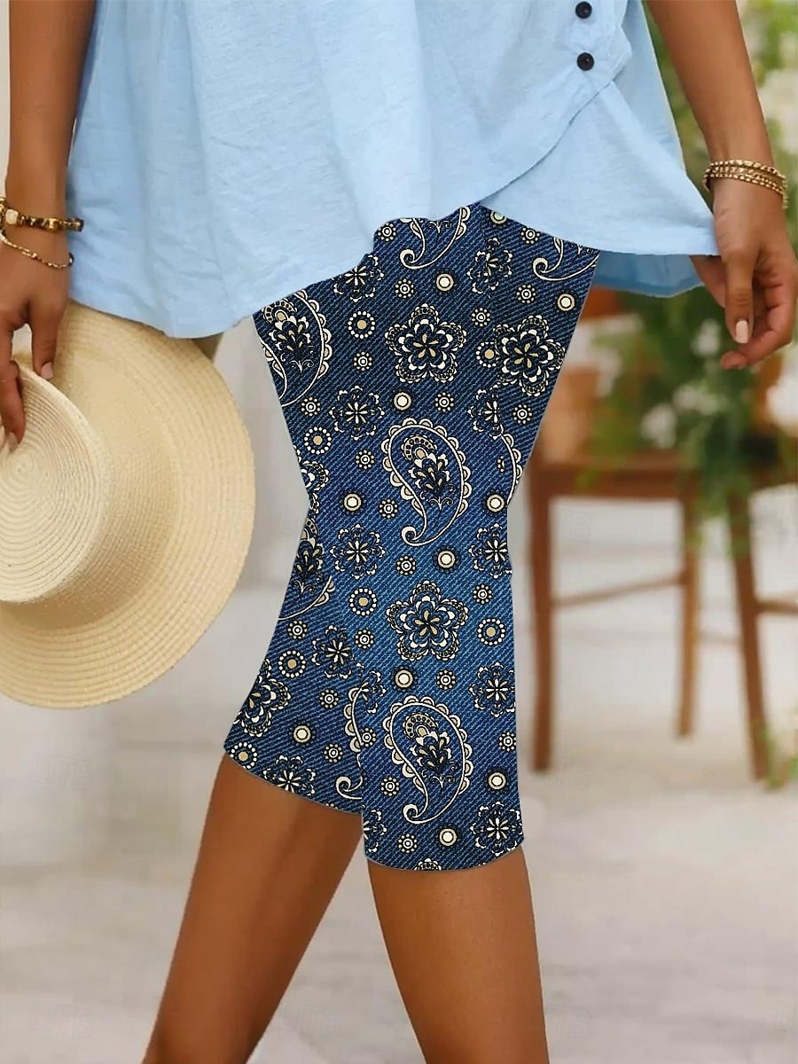Leggings da donna pantaloni Capri alta elasticità moda vacanza vintage lunghezza al polpaccio vita media stampa floreale grafica traspirante morbido elasticizzato formale vacanza strada blu egg di del 2025 a $18.99 –P6