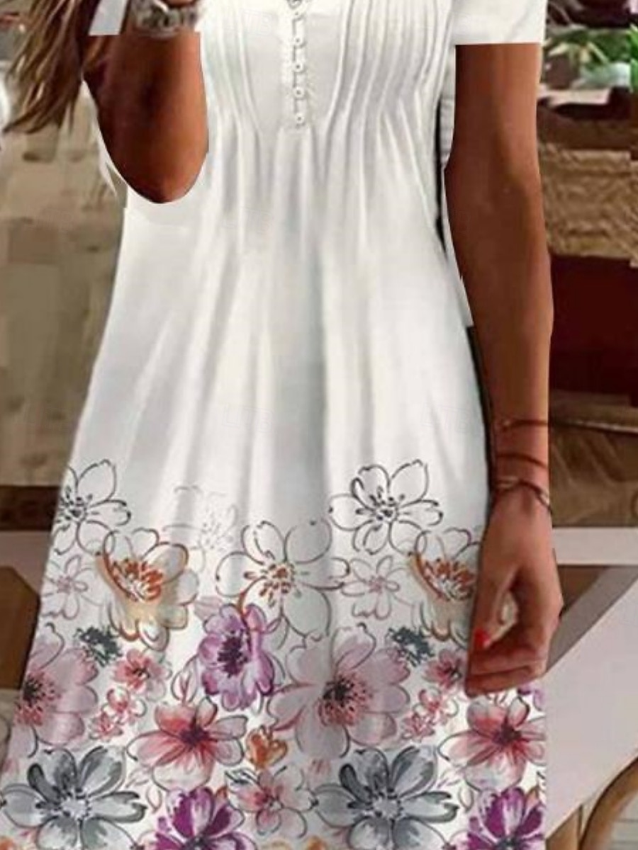 Per donna Mini Abito Abito a trapezio Abito Estivo Casual Quotidiano Vestibilità regolare Grafico Manica Corta Collo a V Nero Bianco Rosa Verde Estate del 2026 a $31.99 –P3