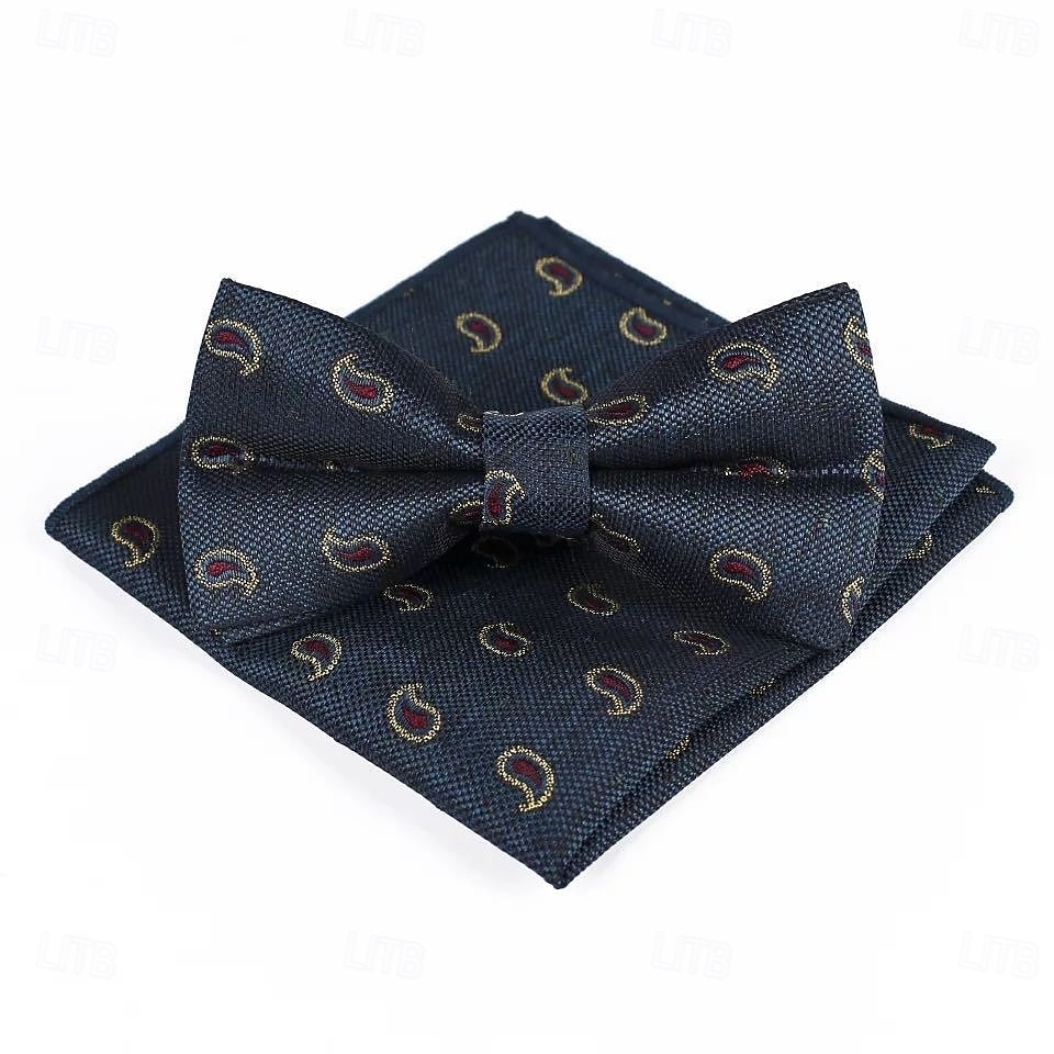 Corbata de Moño Vintage para Boda de Hombres Fiesta Regreso a Casa Corbata de Moño con Estampado Floral Burdeos Azul Marino Verde Oscuro 2025 - $15.99 –P6