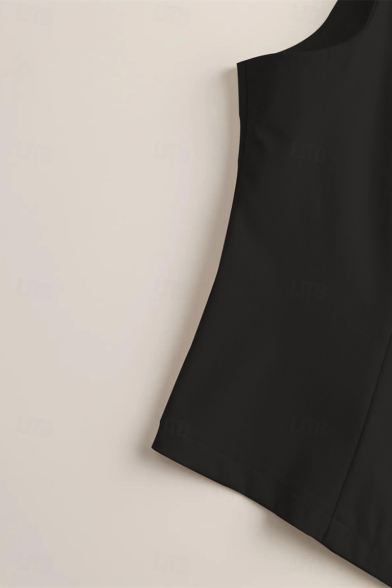 Dame linskjorte Bluse Bomull lin vest عادي Fritid Ermeløs V-hals Vanlige topper Daglig Ut på byen Knapper Svart Hvit Champagne Sommer 2025 - $17.99 –P8