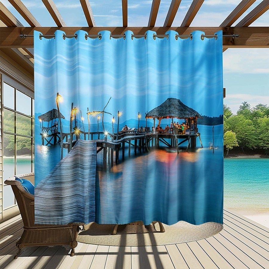 Αδιάβροχη Εξωτερική Κουρτίνα Ιδιωτικότητα Κουρτίνες Πατιό Ολισθηρές Κουρτίνες Πέργκολας Γαζωμένες 3D Τοπίο Διακοπών Στην Θάλασσα Για Κιόσκι Μπαλκόνι Βεράντα Γιορτή 1 Πάνελ 2026 - $41.99 –P3