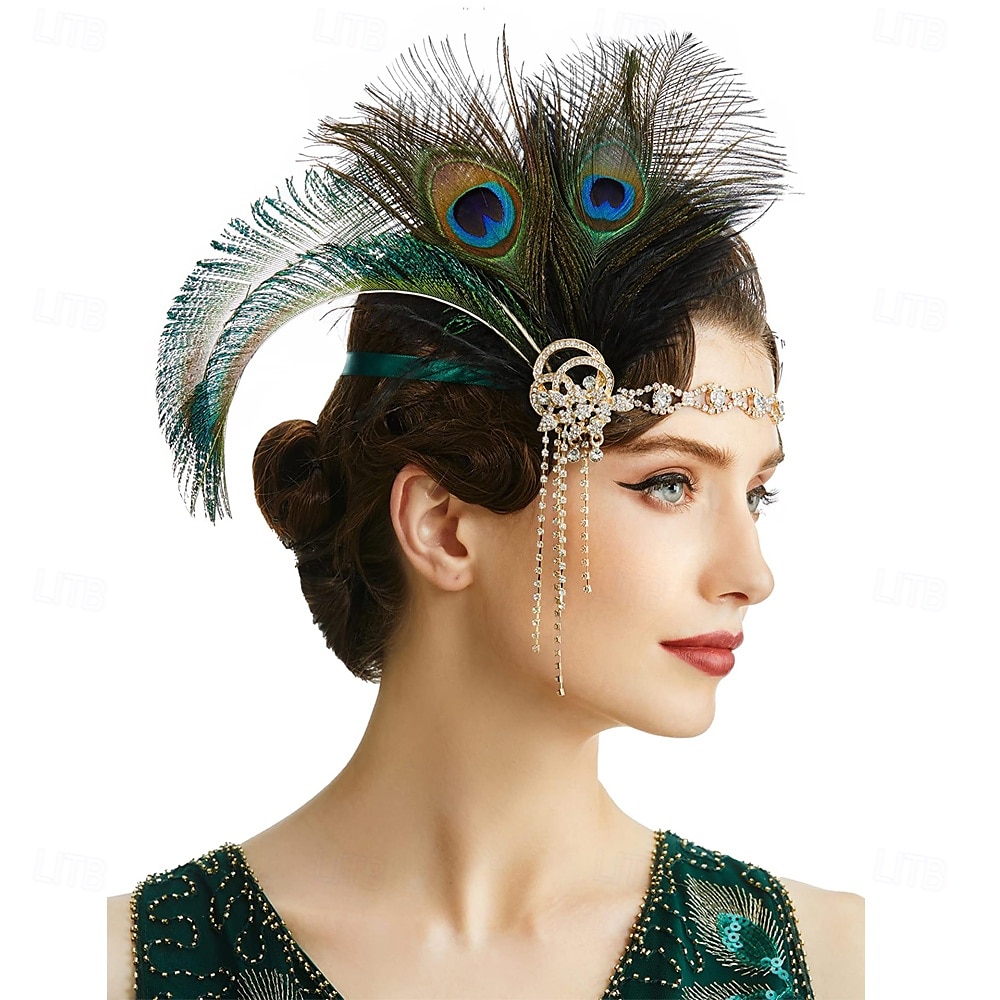 A nagy Gatsby Flapper fejpánt Gyöngyös karkötő Fülbevaló A nagy Gatsby Toll Retro Csillogó glitter Női Farsang Valentin nap Álarcos mulatság Party estélyi viselet Álarcos mulatság Fesztivál Felnőttek 2025 - $17.49 –P3