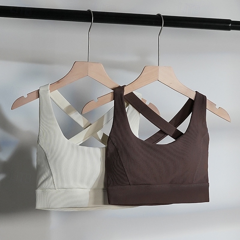 Per donna Reggiseno sportivo Girocollo Asciugatura Rapida Leggero Traspirante Retro incrociato Senza Maniche Sostegno leggero Gli sport Tinta unica Reggiseni sportivi Per Allenamento in Palestra del 2025 a $22.99 –P8