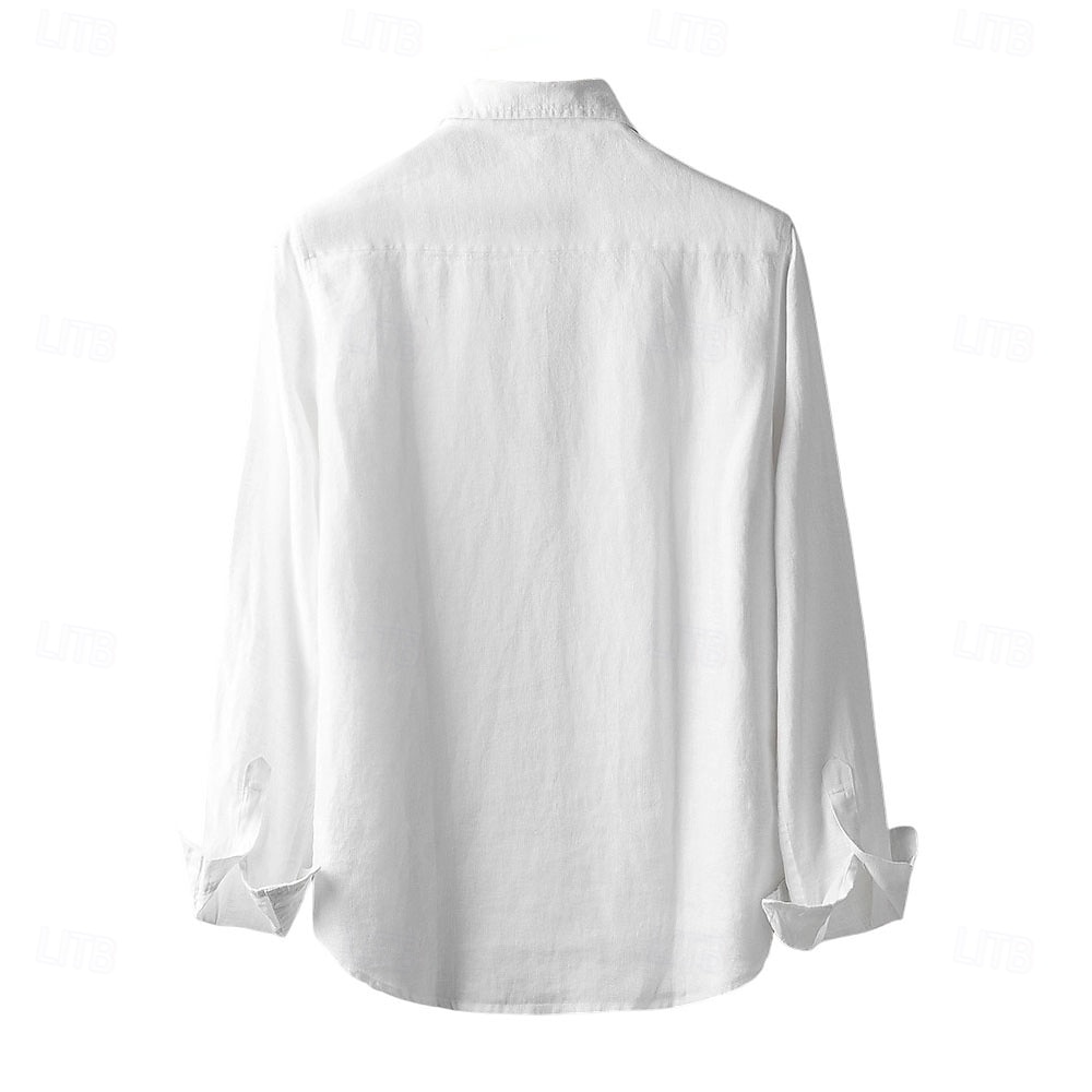 miesten 100% pellavapaita nappikauluspaita vapaa-ajan paita yksivärinen muodollinen rento valkoinen vaaleanvihreä punainen tummansininen pitkähihainen turndown-paita kesä talvivaatteet vaatteet yksiväriset 2025 - $46.99 –P13