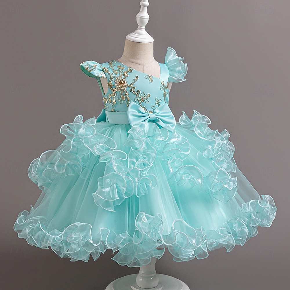 Kinder Mädchen Partykleid Einfarbig Ärmellos Leistung Besonderer Anlass Prinzessin Süß Polyester Partykleid Sommer Frühling Kinder Hellgrün Blau 2025 - $39.99 –P11